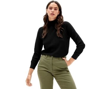 Everlane Top Waffle Organic Cotton Black Turtleneck Thermal Long Sleeve